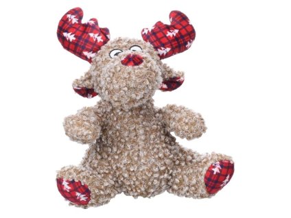 Vánoční hračka FLAMINGO plyš - Krola sob sedící 19x13x24cm (DOPRODEJ)