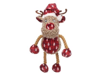 Vánoční hračka FLAMINGO plyš - Krola sob s provazy 16x12,5x32cm