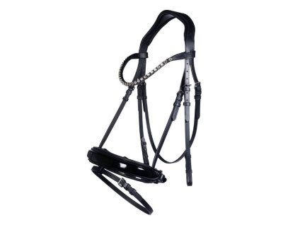 Uzdečka HKM Fleur se švédským nánosníkem black FULL
