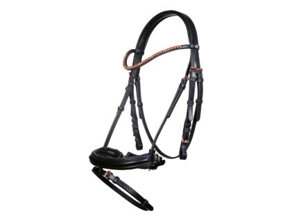 Uzdečka HKM Rosegold Glamour se švédským nánosníkem black/rose-gold PONY