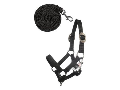 Ohlávka s vodítkem HKM Basic pro Hobby Horse black