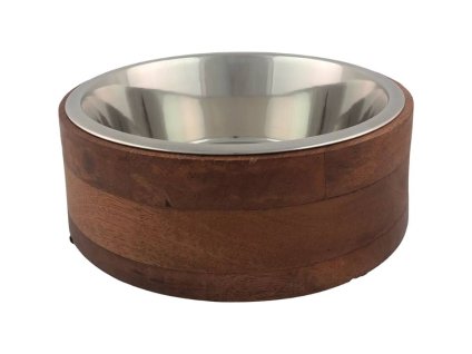 Nerezová miska DOG FANTASY ve dřevě rovná 1730ml