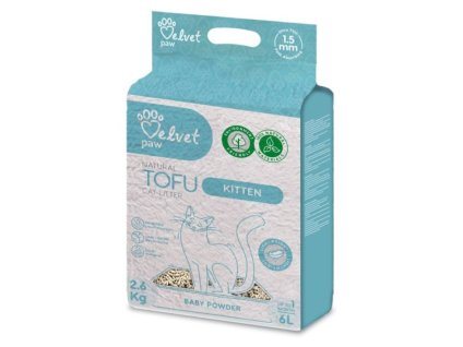 VELVET PAW Tofu Kitten podestýlka s vůní Baby powder (6 l) 2,6kg