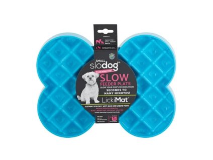 LICKIMAT SloDog Small lízací a zpomalovací miska kost modrá 24,5cm (250ml)