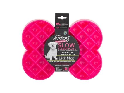 LICKIMAT SloDog Small lízací a zpomalovací miska kost růžová 24,5cm (250ml)