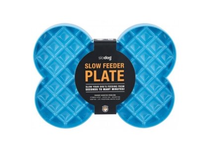LICKIMAT SloDog lízací a zpomalovací miska kost modrá 26x35cm (500ml)