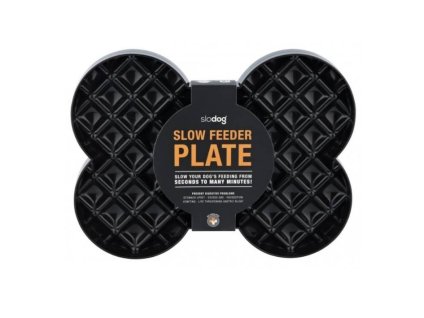 LICKIMAT SloDog lízací a zpomalovací miska kost černá 26x35cm (500ml)