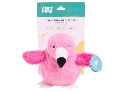 Hračka ZIPPY PAWS plyš - ZippyTuff Birdiez 2v1 Plameňák 17cm