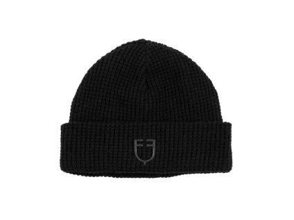 Zimní žebrovaná čepice EQUESTRO Logo vlněná černá