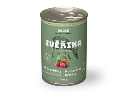 Konzerva LOUIE Dog zvěřina s brusinkami a prebiotiky 400g