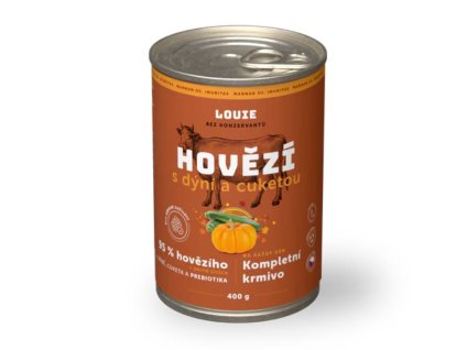 Konzerva LOUIE Dog hovězí s dýní, cuketou a prebiotiky 400g
