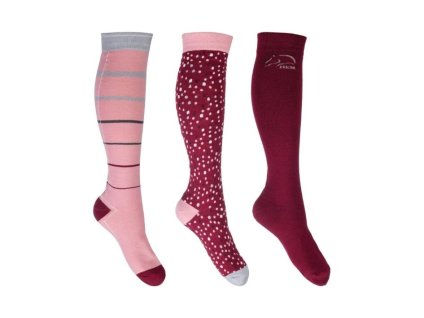 Podkolenky HKM Miami 3 pack rose/wine red (39-42)