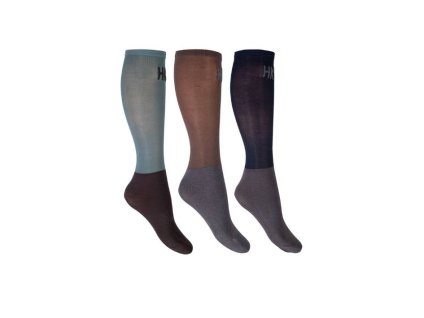 Podkolenky HKM Microcotton Colour 3 pack dark brown/green (35-37)