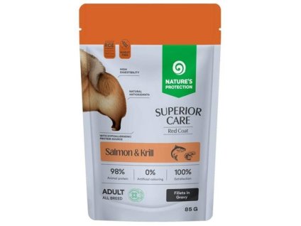 Kapsička NATURE´S PROTECTION Dog Superior Care Adult Red Coat losos a krill 85g