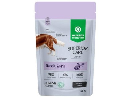 Kapsička NATURE´S PROTECTION Dog Superior Care Junior králík a krill 85g
