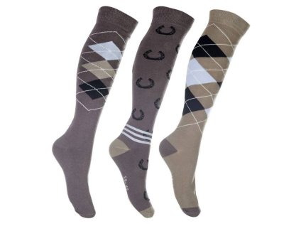 Podkolenky HKM Cardiff 3 pack brown/beige (39-42)