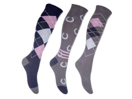 Podkolenky HKM Cardiff 3 pack grey blue (35-38)