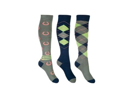 Podkolenky HKM Cardiff 3 pack navy/olive (30-34)