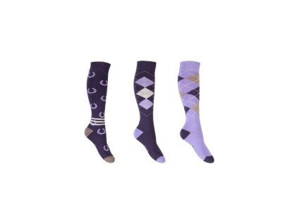 Podkolenky HKM Cardiff 3 pack violet/lilac (39-42)