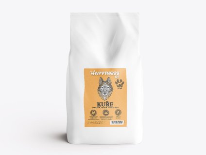 HAPPINESS Grain Free Puppy - kuře s krocanem, lososem, batáty a mrkví 12kg