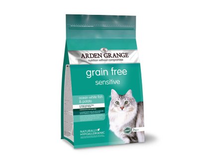 ARDEN GRANGE Grain Free Adult Cat Sensitive Ocean White Fish & Potato 400g