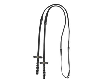 Otěže EQUESTRO s gumovým gripem tečky black PONY