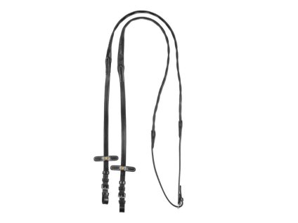 Otěže EQUESTRO s gumovým gripem black PONY