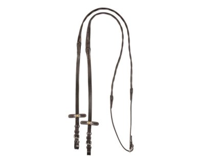 Otěže EQUESTRO s gumovým gripem brown PONY