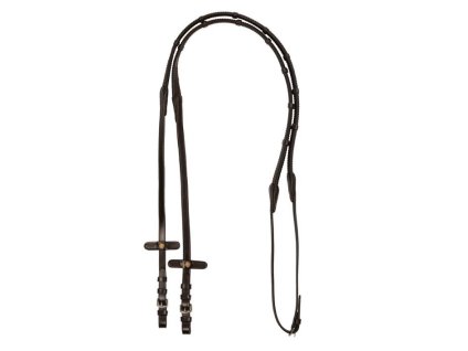 Otěže EQUESTRO gumové se zarážkami dark brown FULL