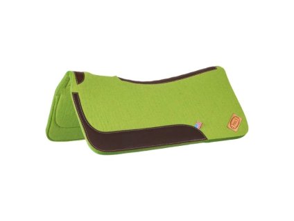 Westernová podsedlová deka POOLS z plsti s koženými vložkami lime 32x32"