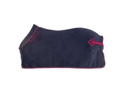 Silná odpocovací fleecová deka ACAVALLO 800g navy/burgundy 155cm