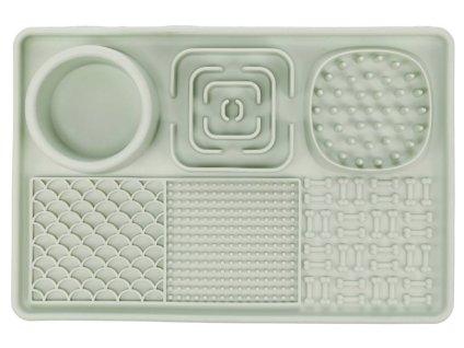 Lízací podložka FLAMINGO Pengu obdélníková silikonová světle zelená 30,5x20,5x4,5cm