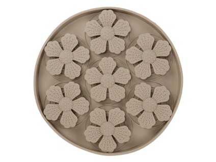 Lízací podložka FLAMINGO Fleur kulatá silikonová béžová 20x2cm