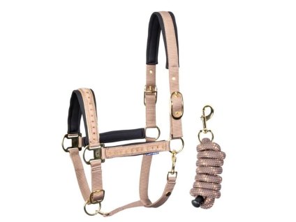 Ohlávka s vodítkem HARRY'S HORSE Crystal taupe gray COB