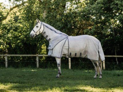 Deka proti hmyzu HORSEWARE Rambo Optimo Protector Plus s krkem silver/thunderstorm grey & silver 165cm