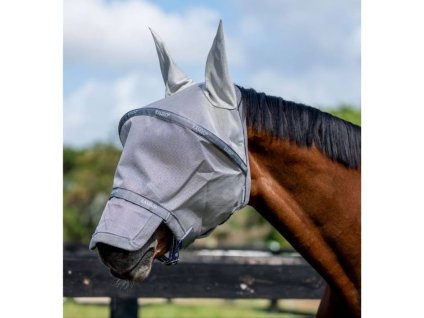 Maska proti hmyzu HORSEWARE Rambo Plus s nosem silver/titanium grey & silver SHETTY