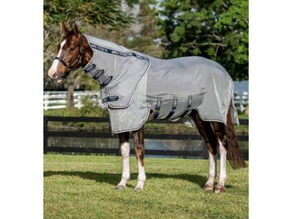 Deka proti hmyzu HORSEWARE Rambo Protector Fieldsafe Plus s krkem silver/navy/white & beige 115cm