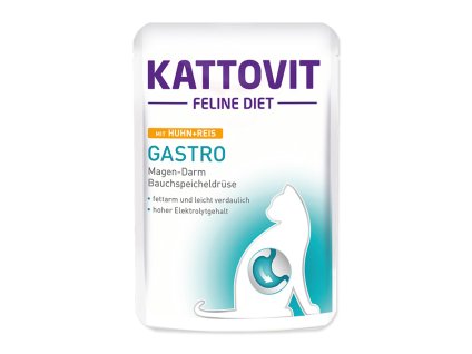 Kapsička KATTOVIT Feline Diet Gastro s kuřetem a rýží 85g