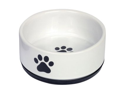 Keramická miska NOBBY Paw s protiskluzem bílá 14x6,5cm