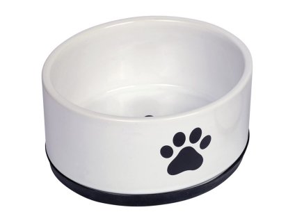 Keramická miska NOBBY Paw s protiskluzem bílá 17x8cm