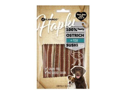 FLAMINGO Hapki Ostrich & Fish Sushi Strips 85g