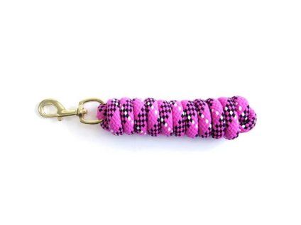 Vodítko KM ELITE Double Braided Cotton s klasickou karabinou raspberry