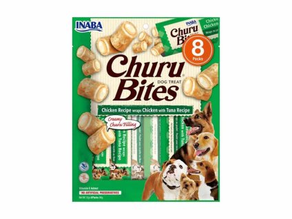 INABA Churu Dog Bites Snack kuře a tuňák 8x12g