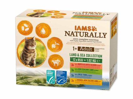 Kapsička IAMS Cat Naturally Land & Sea Collection in Gravy 12x85g (multipack)