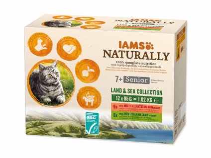 Kapsička IAMS Cat Naturally Senior Land & Sea Collection in Gravy 12x85g (multipack)