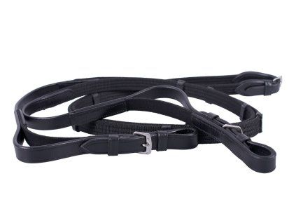 Otěže QHP s elastickou vložkou black PONY