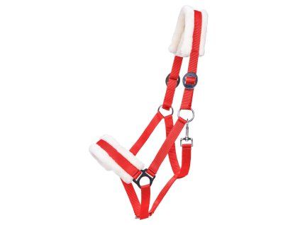 Ohlávka Q-ESSENTIALS Cali s beránkem bright red SHETTY