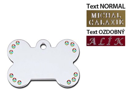 QUICK TAG gravírovací známka - kost Diva s aurora Swarovski krystaly (L)