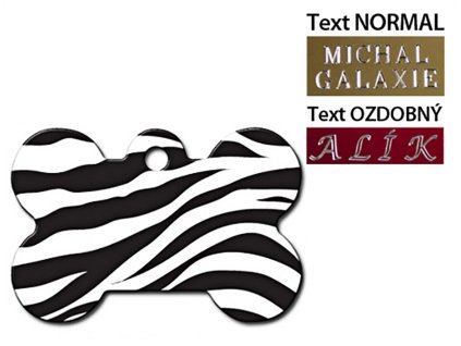 QUICK TAG gravírovací známka - kost s motivem zebry (L)