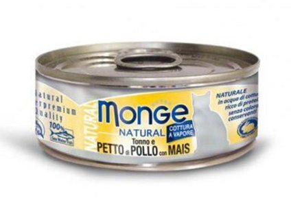 Konzerva MONGE Cat - tuňák, kuře a kukuřice 80g